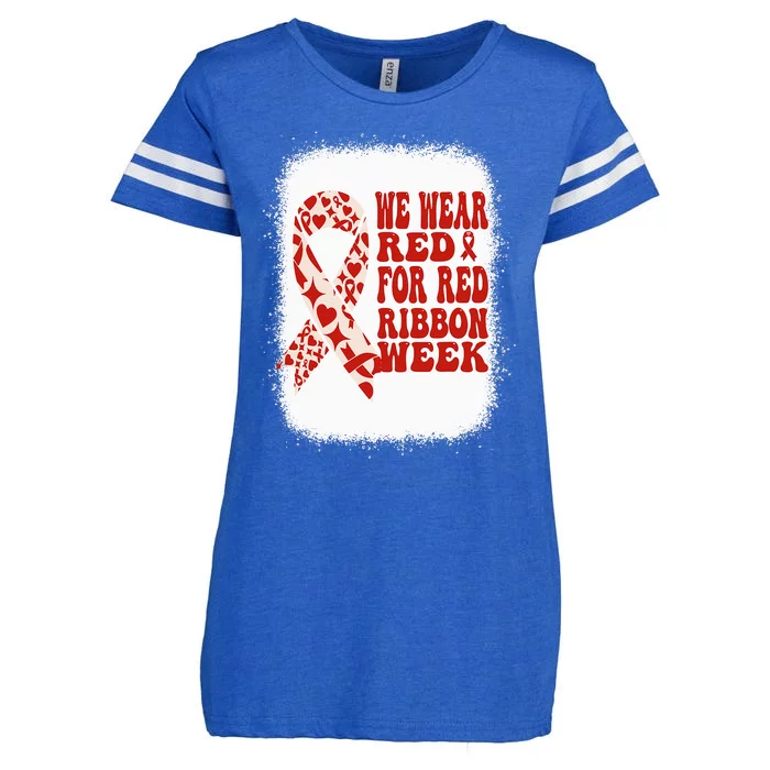 In October We Wear Red Ribbon Week Awareness Enza Ladies Jersey Football T-Shirt