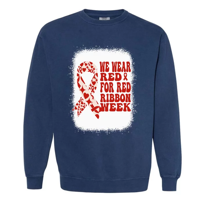 In October We Wear Red Ribbon Week Awareness Garment-Dyed Sweatshirt