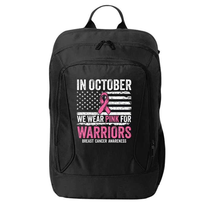 In October Wear Pink Support Warrior Awareness Breast Cancer City Backpack