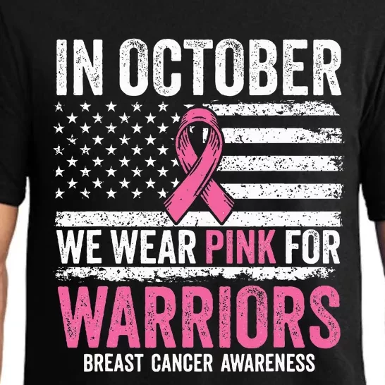 In October Wear Pink Support Warrior Awareness Breast Cancer Pajama Set