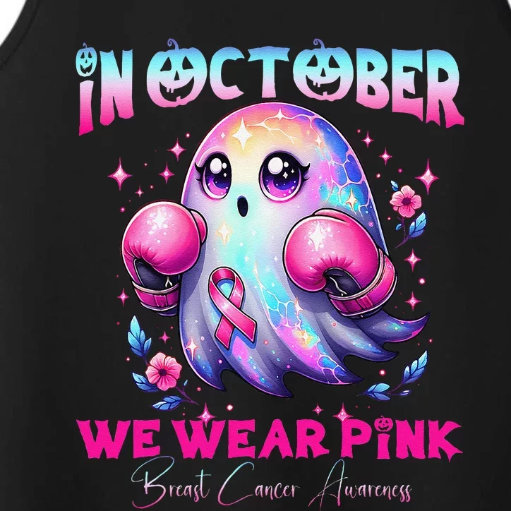 In October We Wear P.Ink Ghost Witch Breast Cancer Awareness Gift Performance Tank