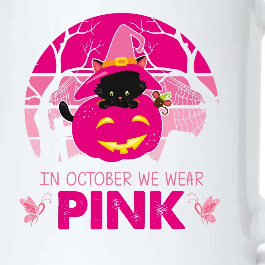 In October We Wear Pink Dinosaur Cat Witch Black Color Changing Mug