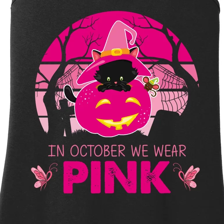 In October We Wear Pink Dinosaur Cat Witch Ladies Essential Tank