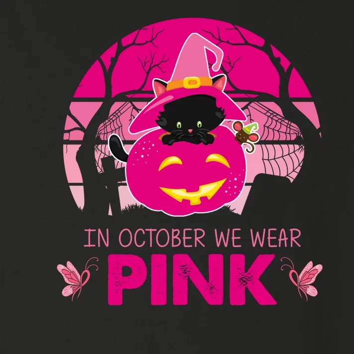 In October We Wear Pink Dinosaur Cat Witch Toddler Long Sleeve Shirt