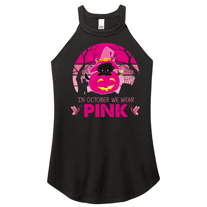 In October We Wear Pink Dinosaur Cat Witch Women’s Perfect Tri Rocker Tank