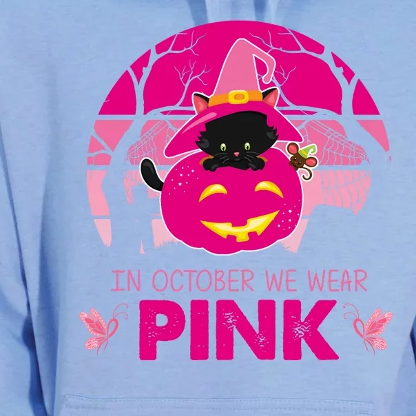 In October We Wear Pink Dinosaur Cat Witch Unisex Surf Hoodie