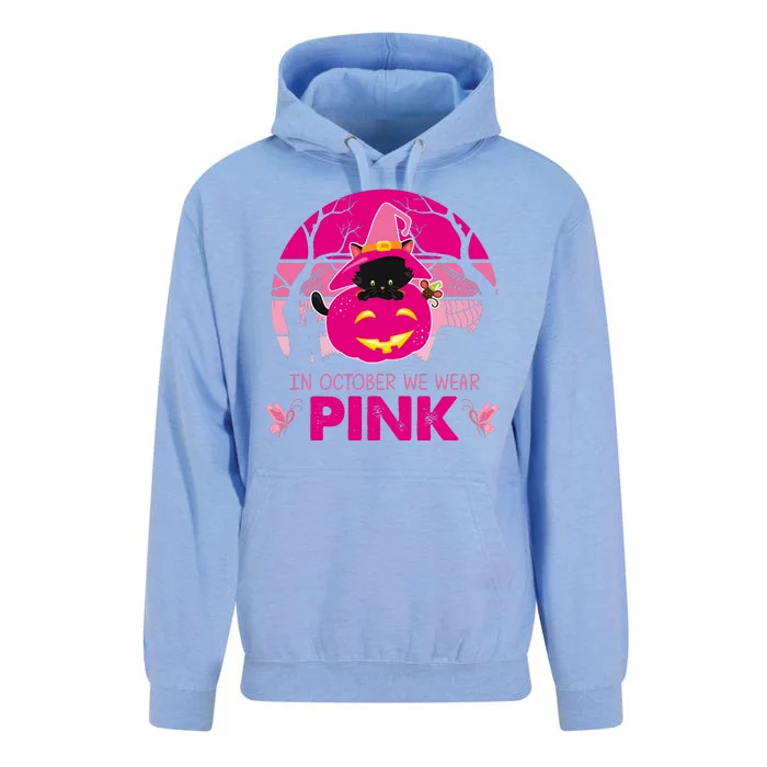 In October We Wear Pink Dinosaur Cat Witch Unisex Surf Hoodie