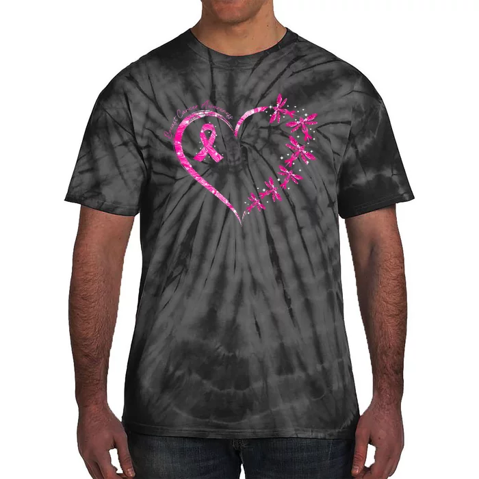 In October We Wear Pink Breast Cancer Awareness Dragonfly Tie-Dye T-Shirt