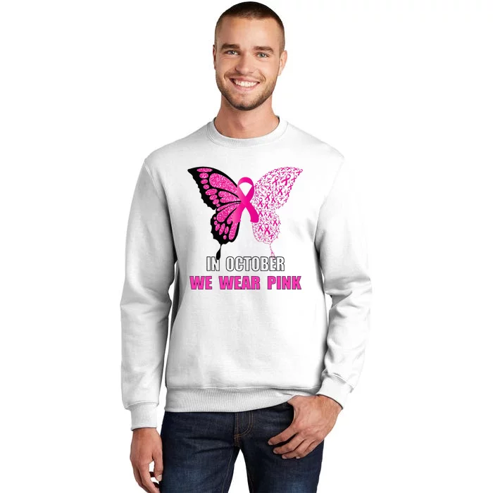 In October We Wear Pink Butterfly Breast Cancer Awareness Sweatshirt