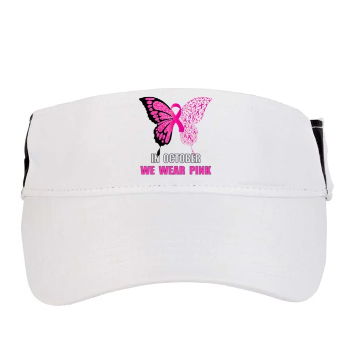 In October We Wear Pink Butterfly Breast Cancer Awareness Adult Drive Performance Visor