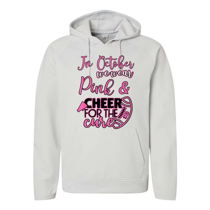 In October We Wear Pink Football Lovers Breast Cancer Performance Fleece Hoodie