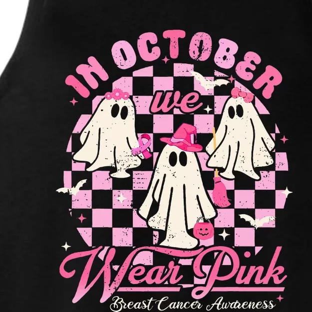 In October We Wear Pink Halloween Breast Cancer Awareness Ladies Tri-Blend Wicking Tank