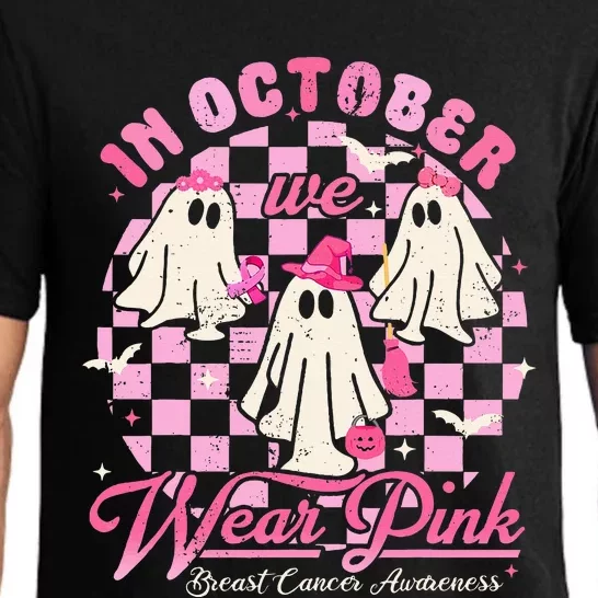 In October We Wear Pink Halloween Breast Cancer Awareness Pajama Set