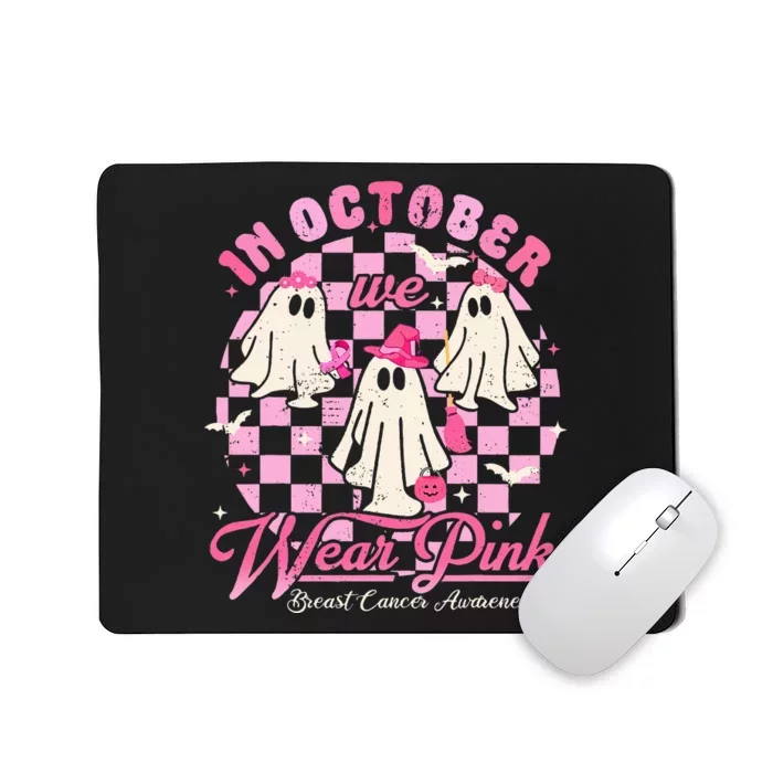 In October We Wear Pink Halloween Breast Cancer Awareness Mousepad