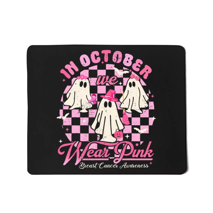 In October We Wear Pink Halloween Breast Cancer Awareness Mousepad