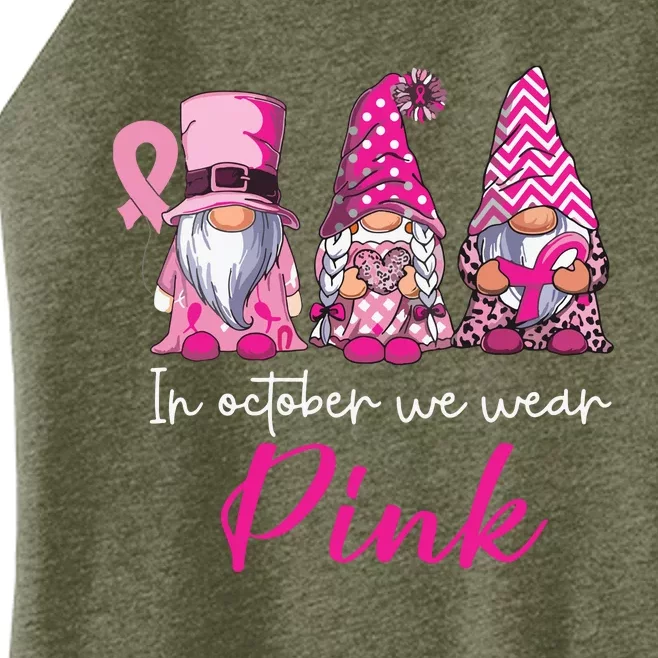 In October We Wear Pink Breast Cancer Awareness Gnomes Women’s Perfect Tri Rocker Tank