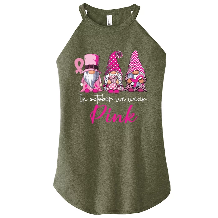 In October We Wear Pink Breast Cancer Awareness Gnomes Women’s Perfect Tri Rocker Tank