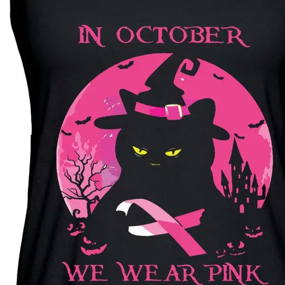 In October We Wear Pink Pumpkin Breast Cancer Awareness Ladies Essential Flowy Tank