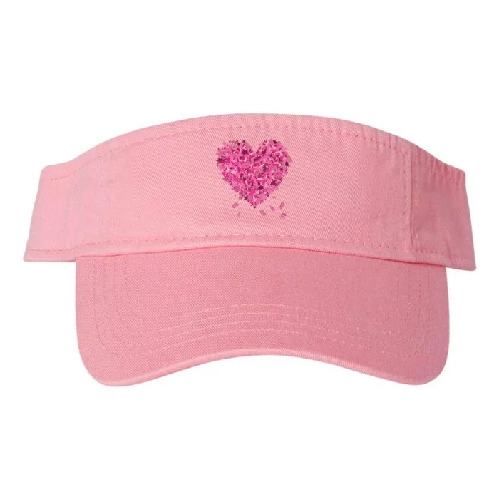 In October We Wear Pink Breast Cancer Awareness Leaves Heart Valucap Bio-Washed Visor