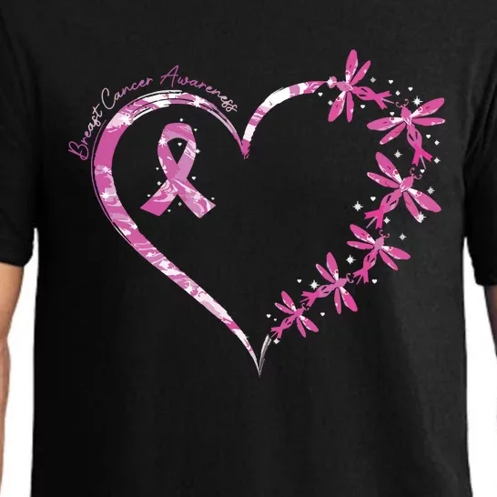 In October We Wear Pink Breast Cancer Awareness Dragonfly Pajama Set