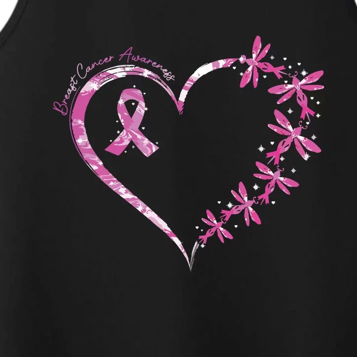 In October We Wear Pink Breast Cancer Awareness Dragonfly Performance Tank