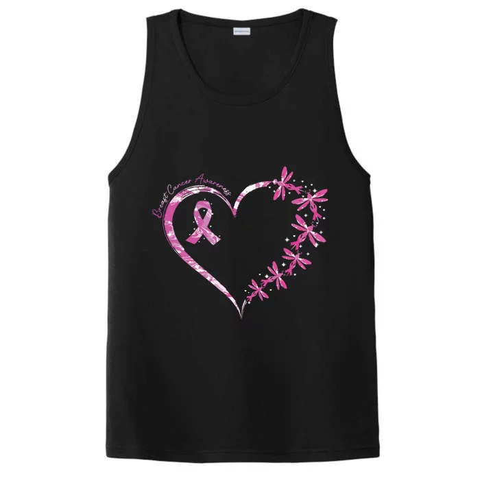 In October We Wear Pink Breast Cancer Awareness Dragonfly Performance Tank