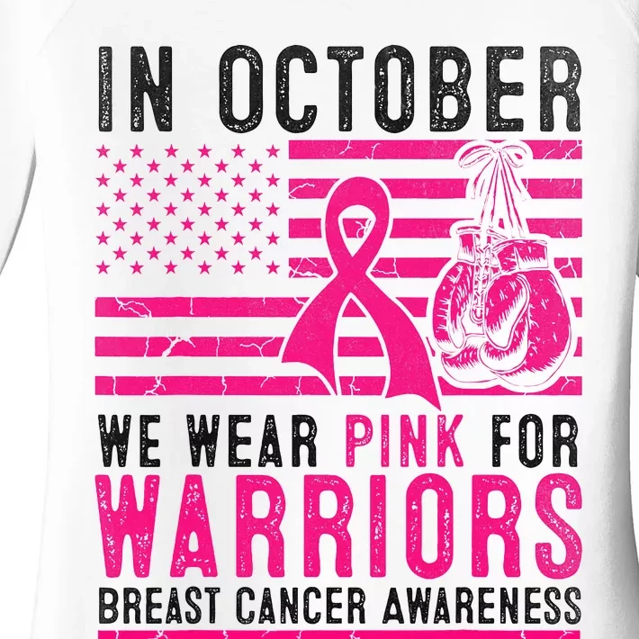 In October Wear Pink Support Warrior Awareness Breast Cancer Women's Perfect Tri Tunic Long Sleeve Shirt