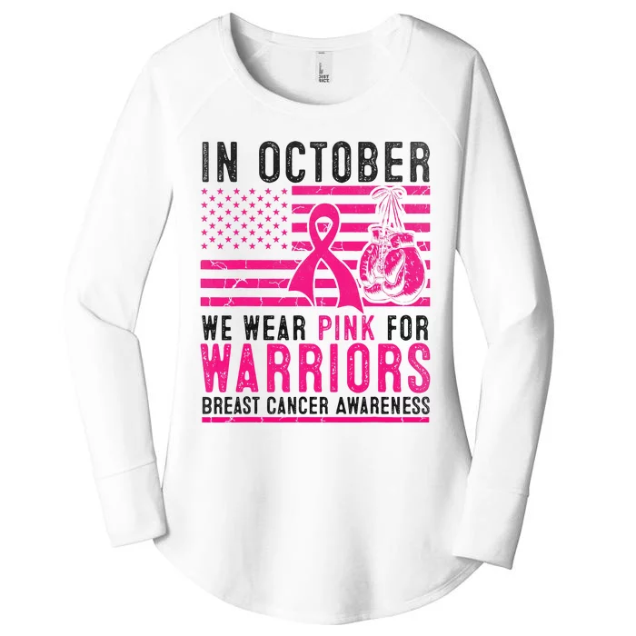 In October Wear Pink Support Warrior Awareness Breast Cancer Women's Perfect Tri Tunic Long Sleeve Shirt