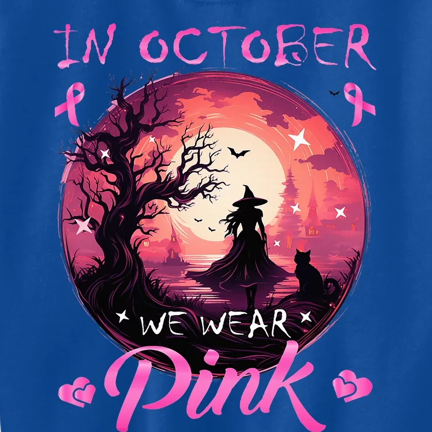 In October We Wear Halloween Witch Breast Cancer Kids Sweatshirt