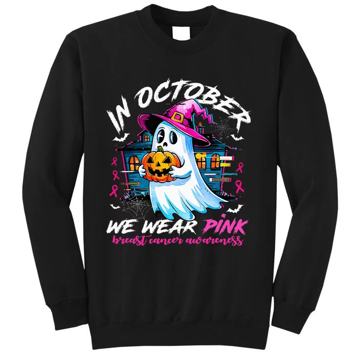 In October We Wear With Ghost Breast Cancer Awareness Tall Sweatshirt