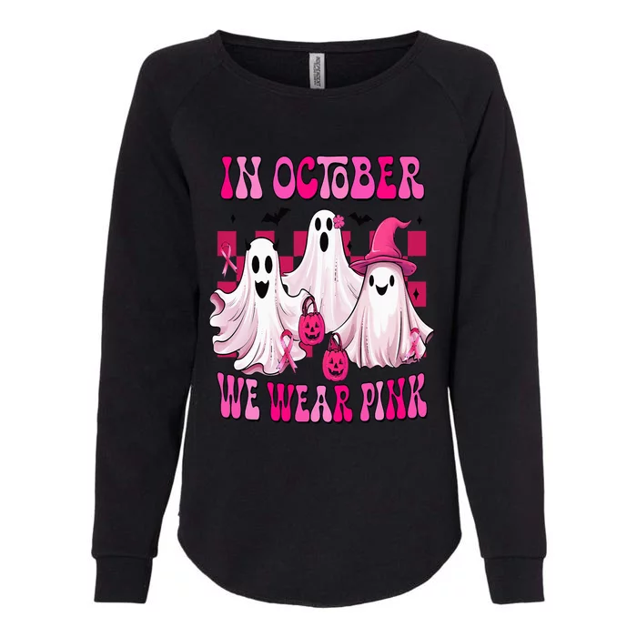 In October We Wear P.I.N.K Breast Cancer Ghost Womens California Wash Sweatshirt