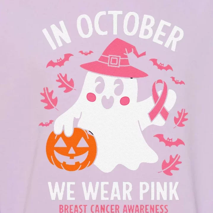 In October We Wear Pin.K Ghost Witch Breast Cancer Awareness Garment-Dyed Sweatshirt