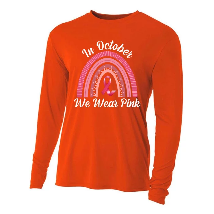 In October We Wear Pink Rainbow Ribbon Cooling Performance Long Sleeve Crew