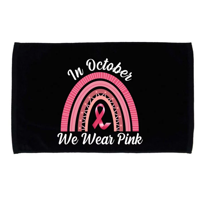 In October We Wear Pink Rainbow Ribbon Microfiber Hand Towel