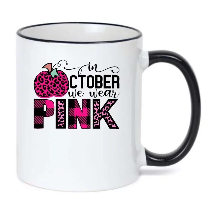 In October We Wear Pink Breast Cancer Pumpkin Black Color Changing Mug