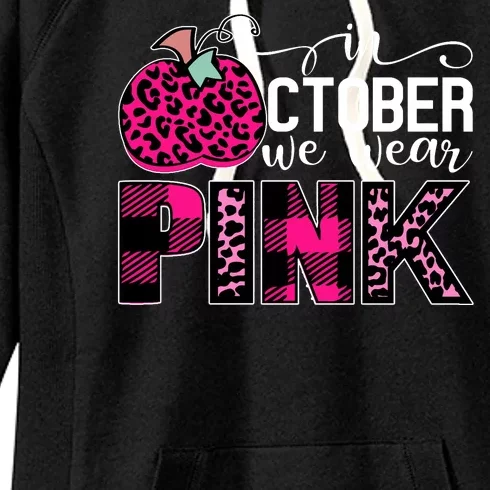 In October We Wear Pink Breast Cancer Pumpkin Women's Fleece Hoodie