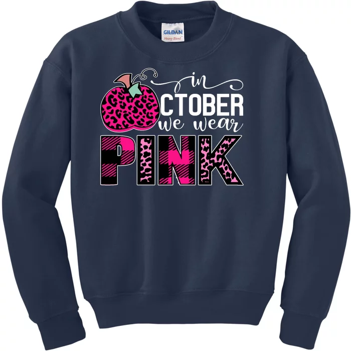 In October We Wear Pink Breast Cancer Pumpkin Kids Sweatshirt