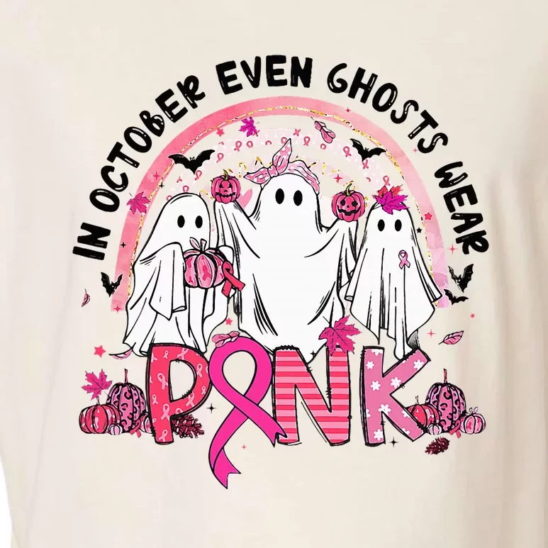 In October We Wear Pink Breast Cancer Ghost Boo Halloween Garment-Dyed Women's Muscle Tee