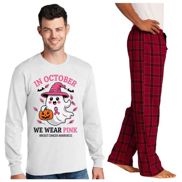 In October We Wear Pin.K Ghost Witch Breast Cancer Awareness Long Sleeve Pajama Set