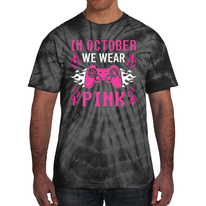 In October We Wear P.I.N.K Breast Cancer Gaming Tie-Dye T-Shirt