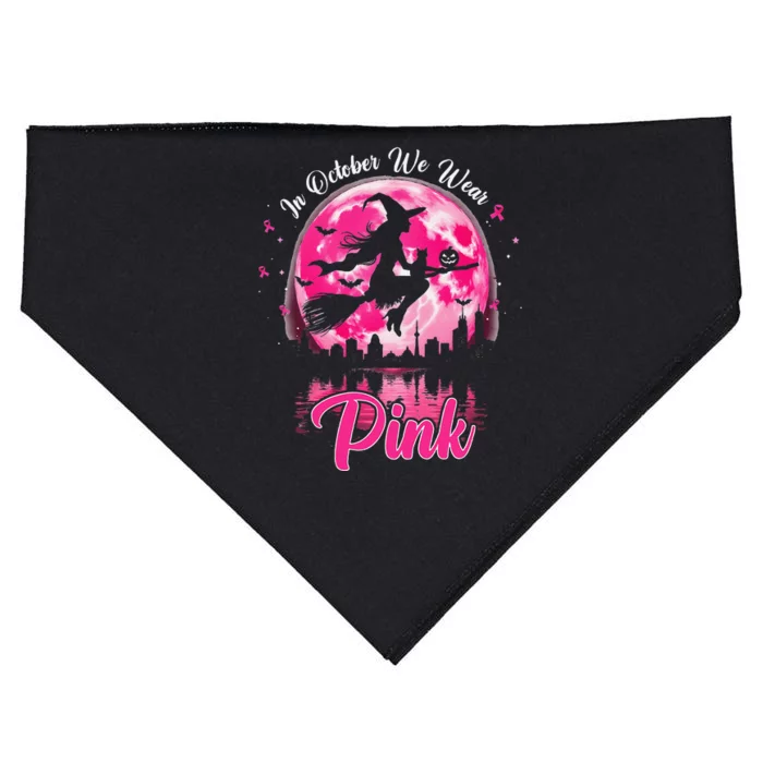 In October We Wear Pin.K Witch Breast Cancer Halloween USA-Made Doggie Bandana