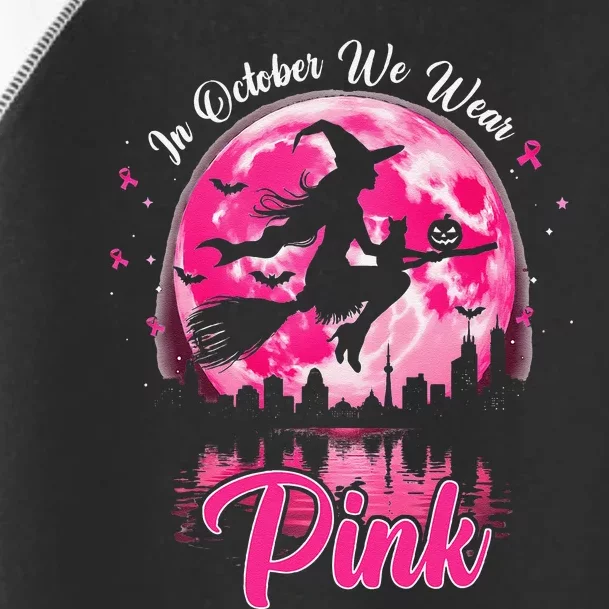 In October We Wear Pin.K Witch Breast Cancer Halloween Toddler Fine Jersey T-Shirt