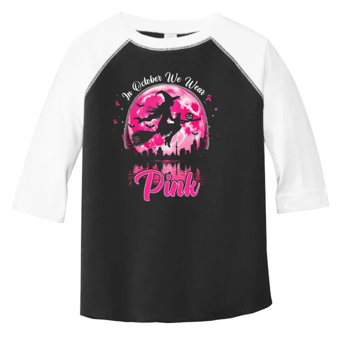 In October We Wear Pin.K Witch Breast Cancer Halloween Toddler Fine Jersey T-Shirt