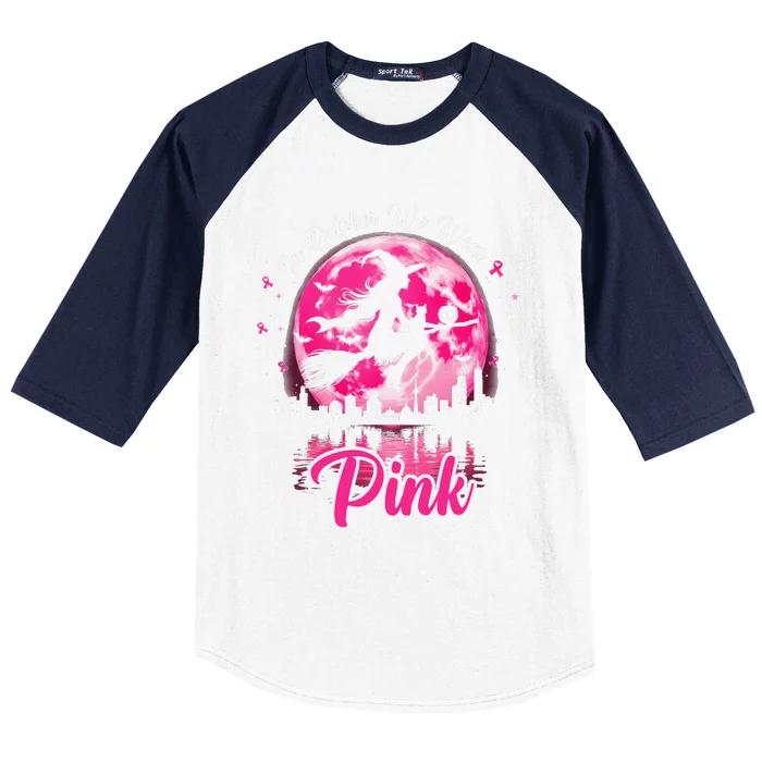 In October We Wear Pin.K Witch Breast Cancer Halloween Baseball Sleeve Shirt