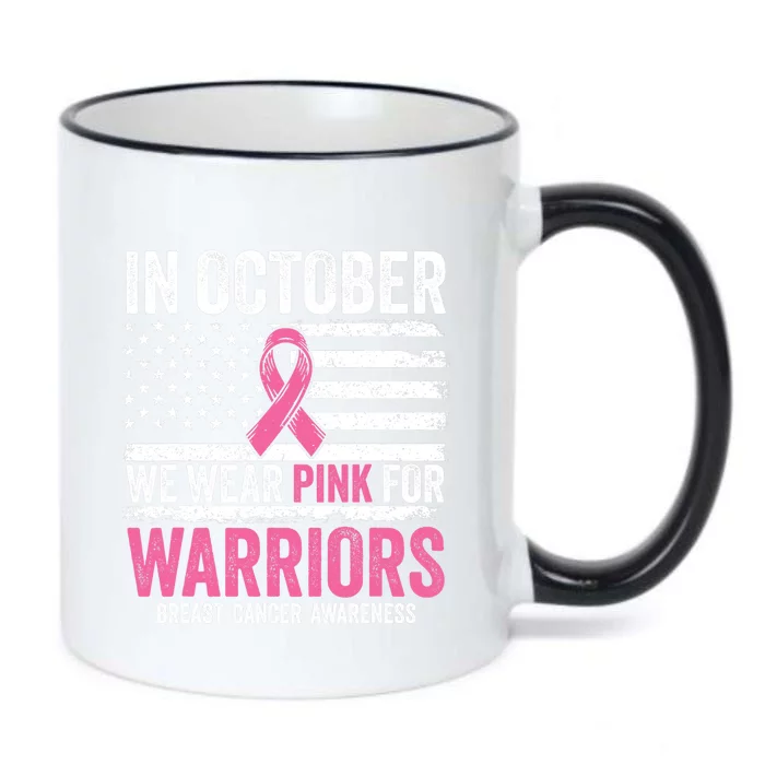 In October Wear Pink Support Warrior Awareness Breast Cancer Black Color Changing Mug