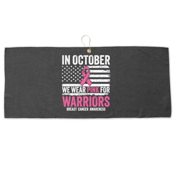 In October Wear Pink Support Warrior Awareness Breast Cancer Large Microfiber Waffle Golf Towel