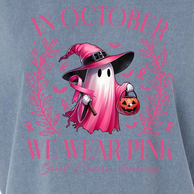 In October We Wear Pink Breast Cancer Awareness Halloween Ghost Garment-Dyed Women's Muscle Tee