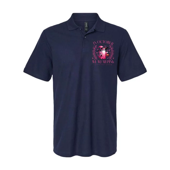 In October We Wear Pink Breast Cancer Awareness Halloween Ghost Softstyle Adult Sport Polo