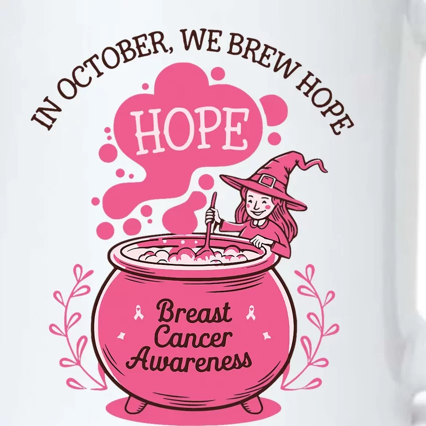 In October We Brew Hope Breast Cancer Awareness Retro Witch Black Color Changing Mug