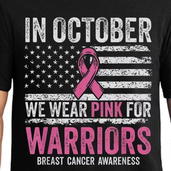 In October We Wear Pink For Warrior Breast Cancer Awareness Pajama Set